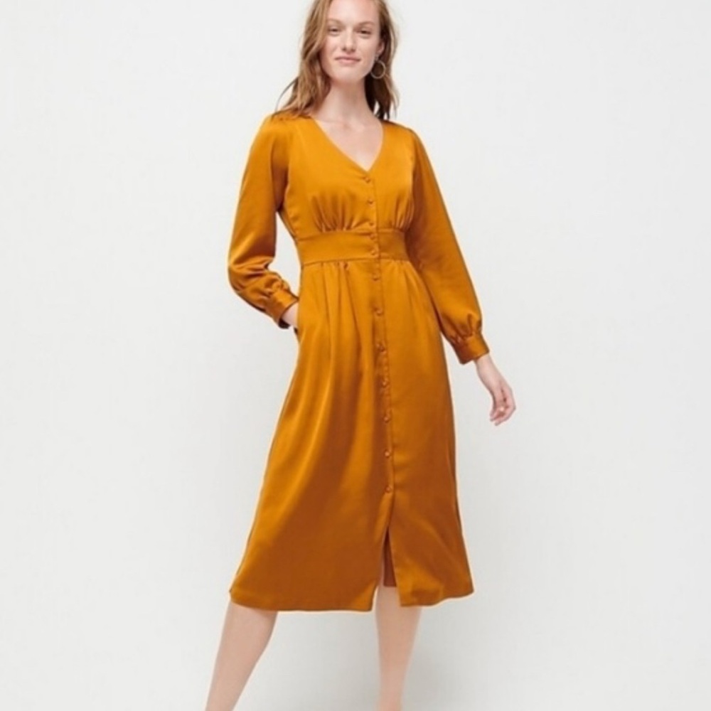 J.Crew Gold Satin Dress - Size 8